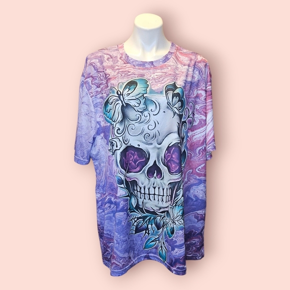 Purple Skull and Butterfly Shirt - Picture 2 of 4